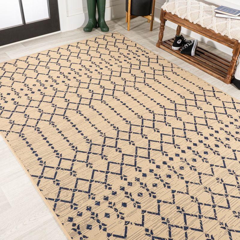 Ourika Moroccan Geometric Textured Weave Indoor/Outdoor Area Rug - JONATHAN Y