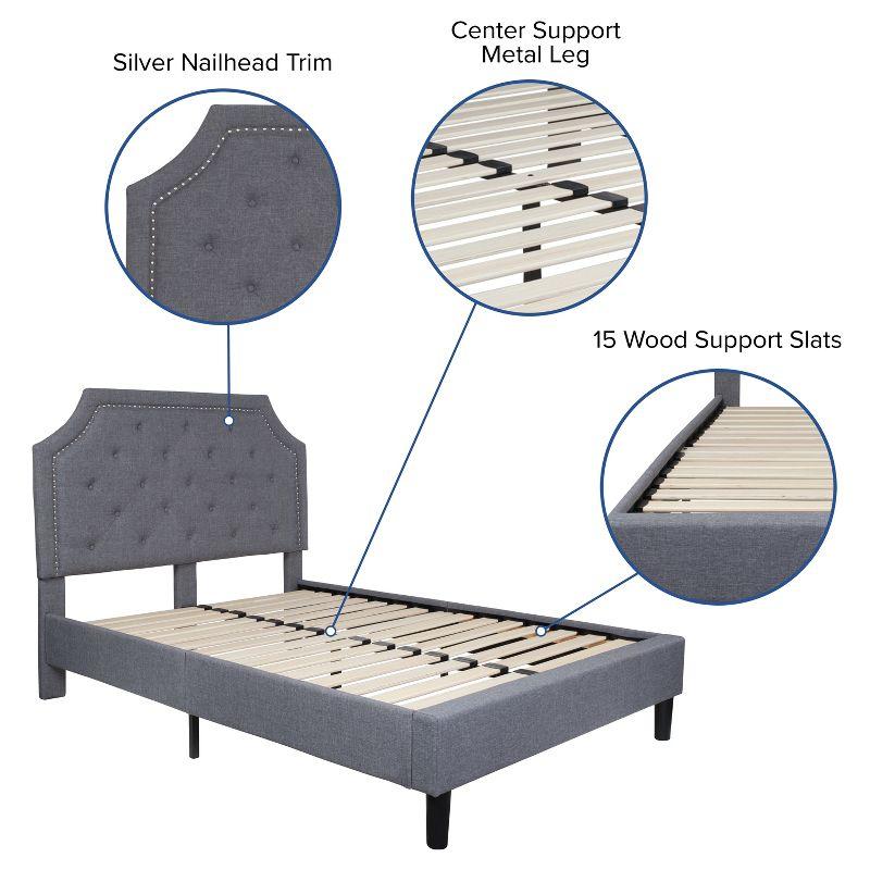 Flash Furniture Brighton Full Size Tufted Upholstered Platform Bed in Light Gray Fabric