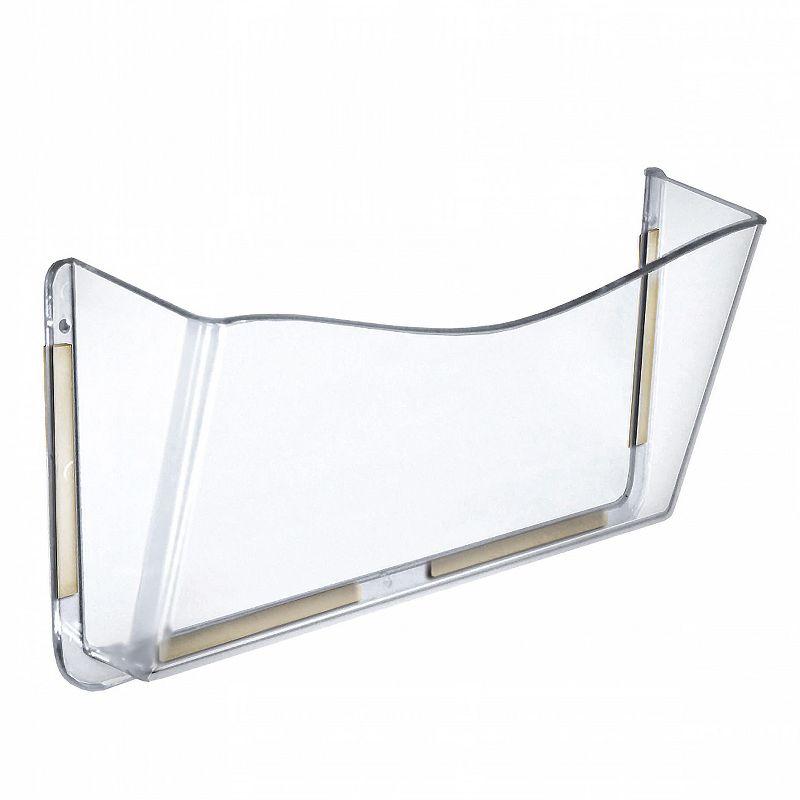 Azar Displays Clear Plastic Wall Mount File Holder with Double Sided Tape, 4-Pack (Set of 4)