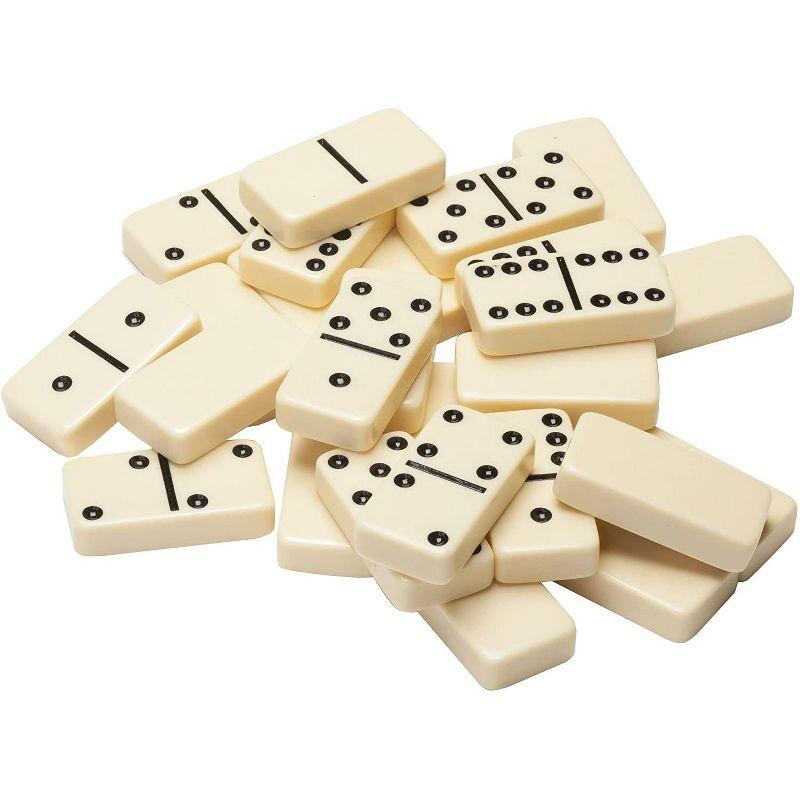 WE Games Double 6 Dominoes - Ivory with Black Vinyl Case