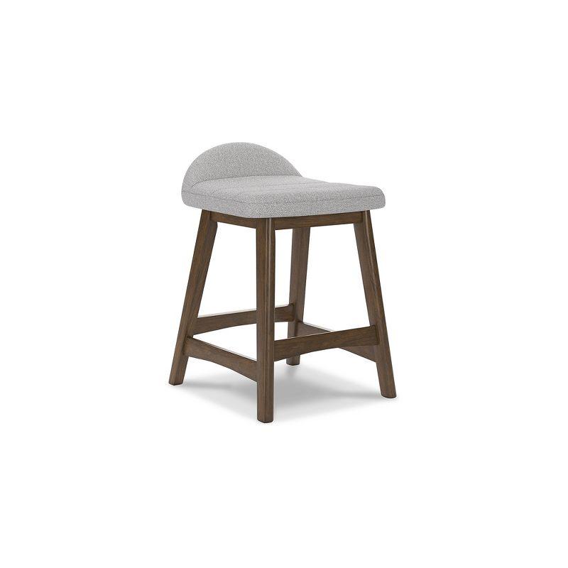 Signature Design by Ashley Lyncott Counter Height Upholstered Barstool with Foam Cushion, Set of 2, Light Gray