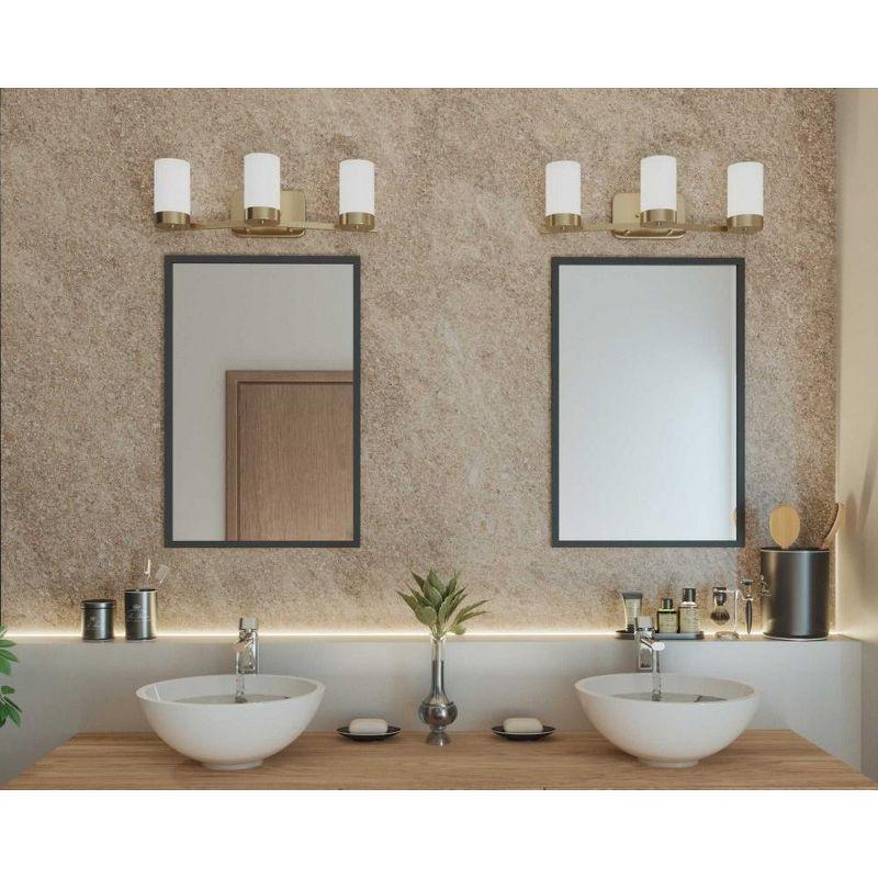 Progress Lighting Elevate Collection 3-Light Bath Wall Light, Brushed Bronze, Etched White Glass Shade