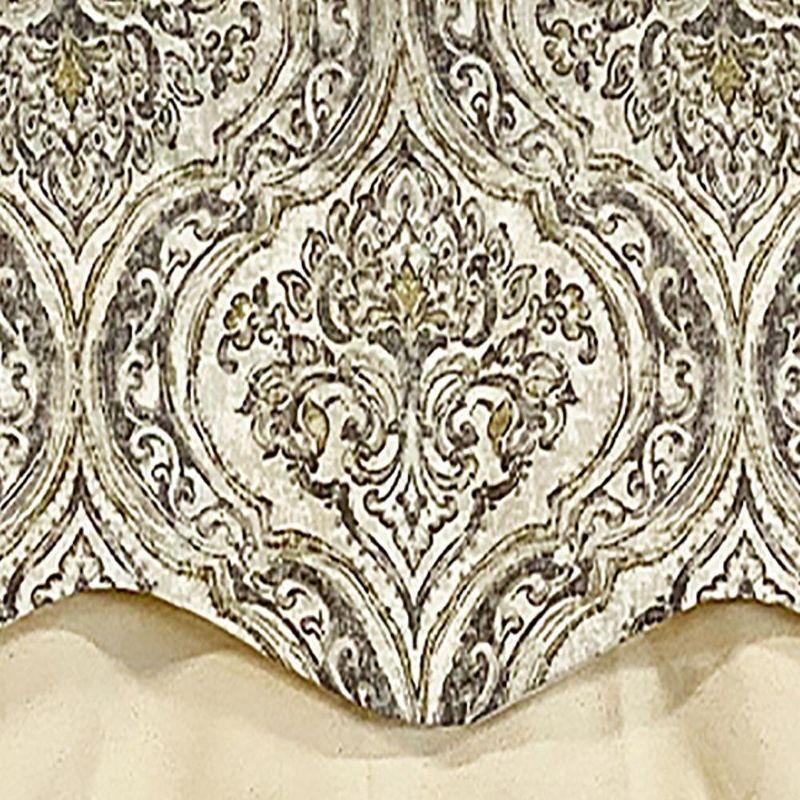 RLF Home Diamond Damask Glory Window Valance 3" Rod Pocket Layered, 50" x 16"