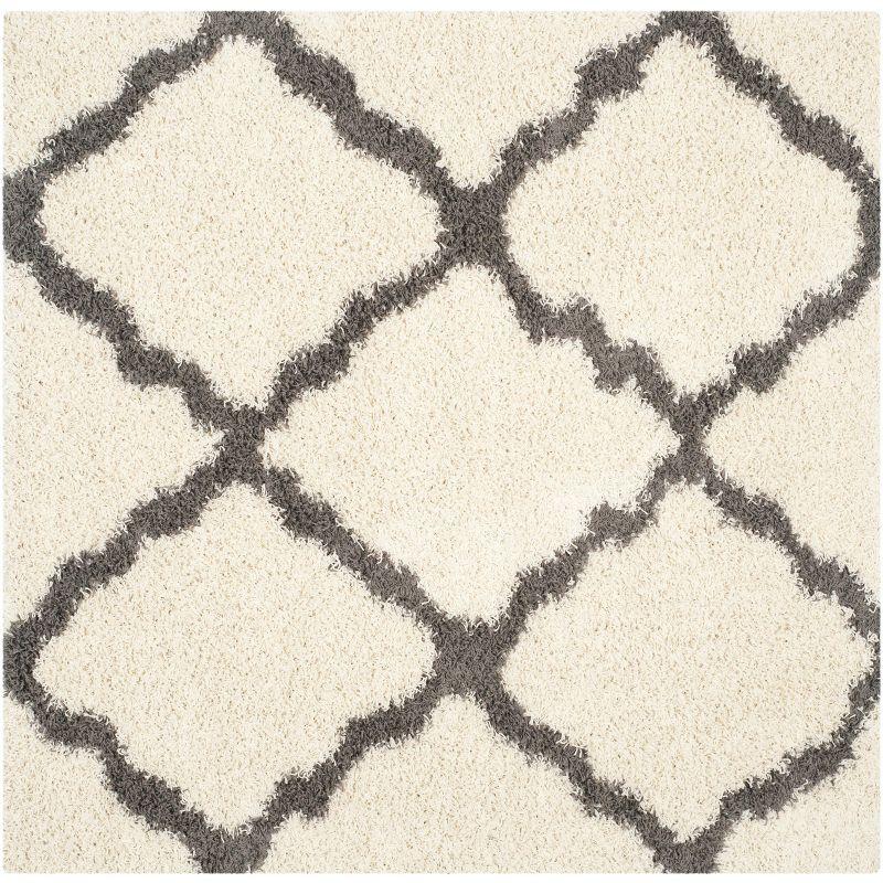 Dallas Shag SGD257 Power Loomed Area Rug - Ivory/Dark Grey - 4'x4' - Safavieh.
