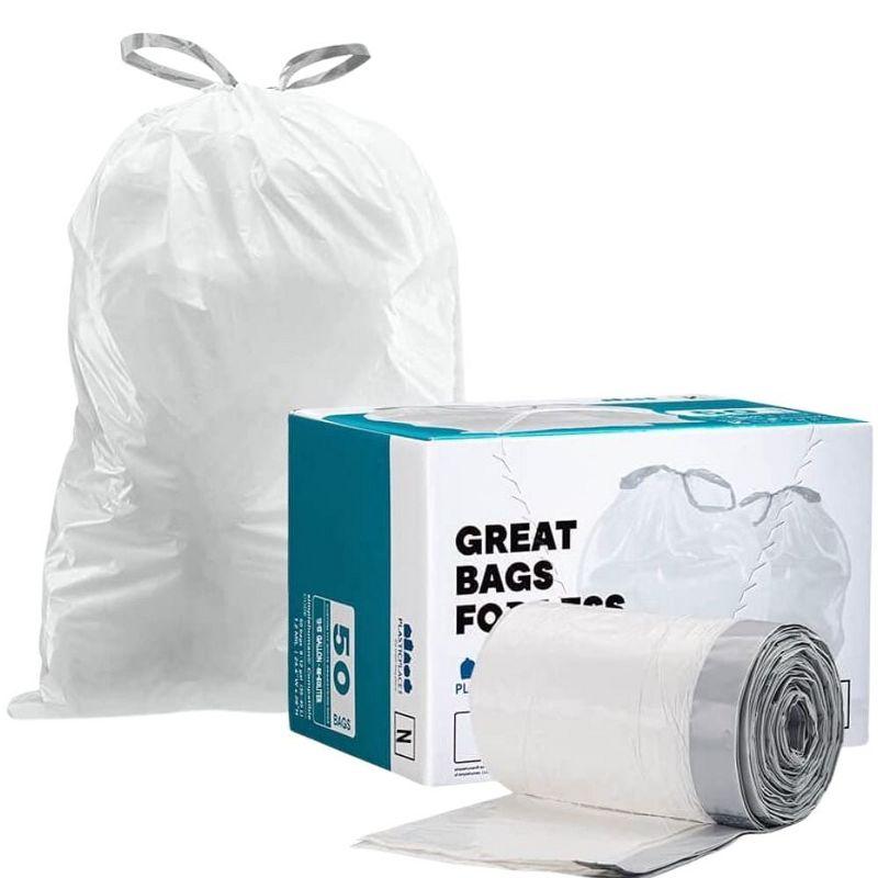 White 12-13 Gallon Drawstring Trash Bags, 200 Count