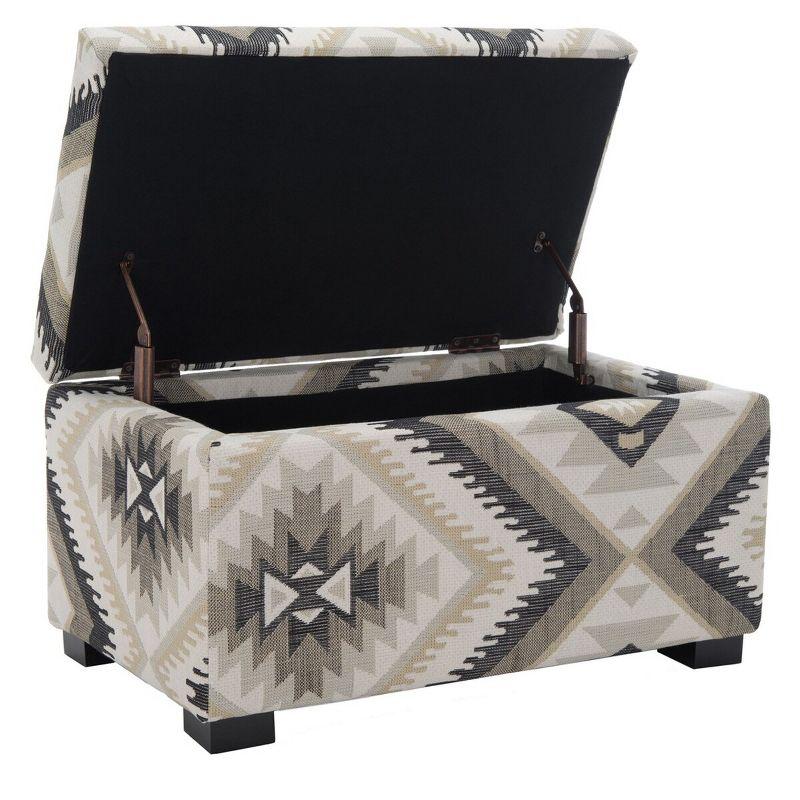 Small Tribal Design Linen Storage Bench with Birch Wood