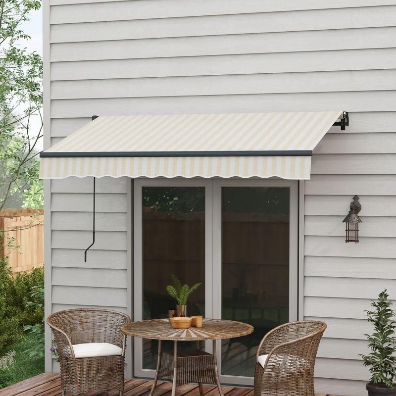 Outsunny 98.5'' W x 78.75'' D Polyester Cover Retractable Patio Awning