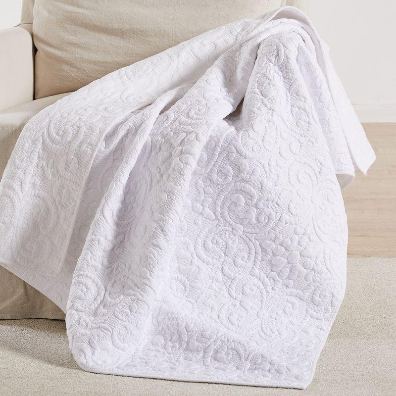 Sherbourne Bright White Cotton Quilted 50x60 Throw