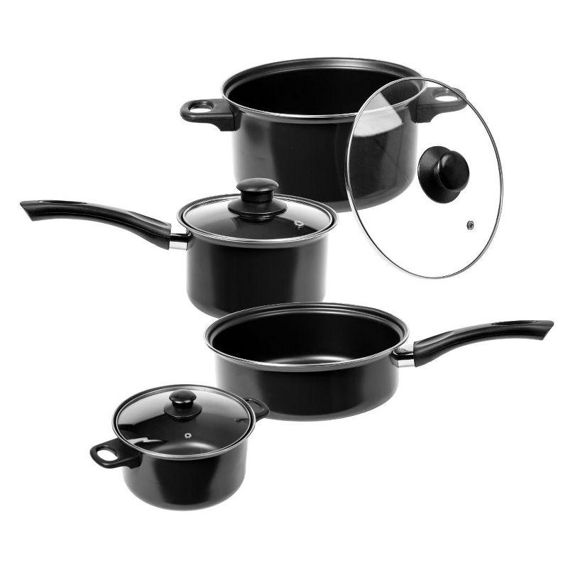 Sleek 7-Piece Black Carbon Steel Non-Stick Cookware Set