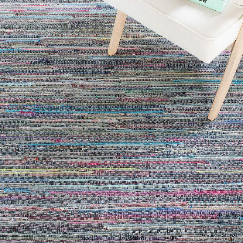 Rag Rug RAR121 Hand Woven Indoor Accent Rug - Aqua/Multi - 2'x3' - Safavieh.