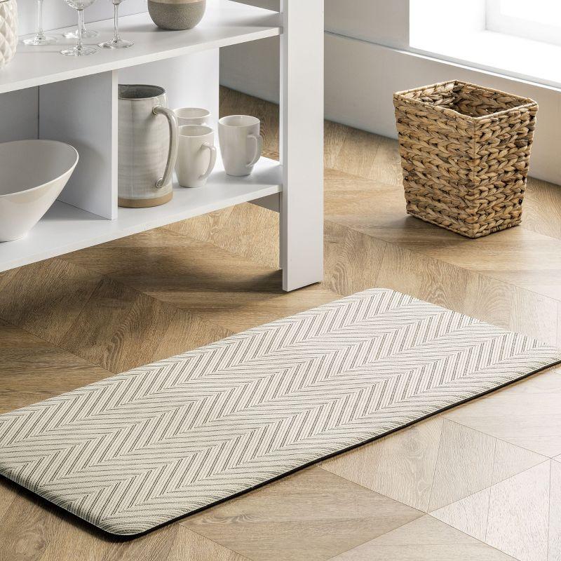 Beige Rectangular Anti-Fatigue Kitchen Comfort Mat