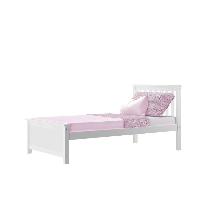 Max & Lily Twin Bed Frame with Headboard, Solid Wood Platform Bed for Kids, White