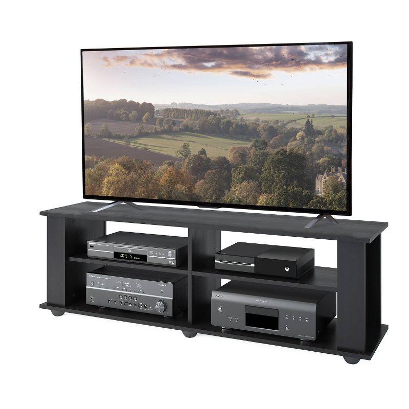 Flat Panel TV Stand for TVs up to 68" Ravenwood Black - CorLiving: Contemporary Media Console with Open Storage