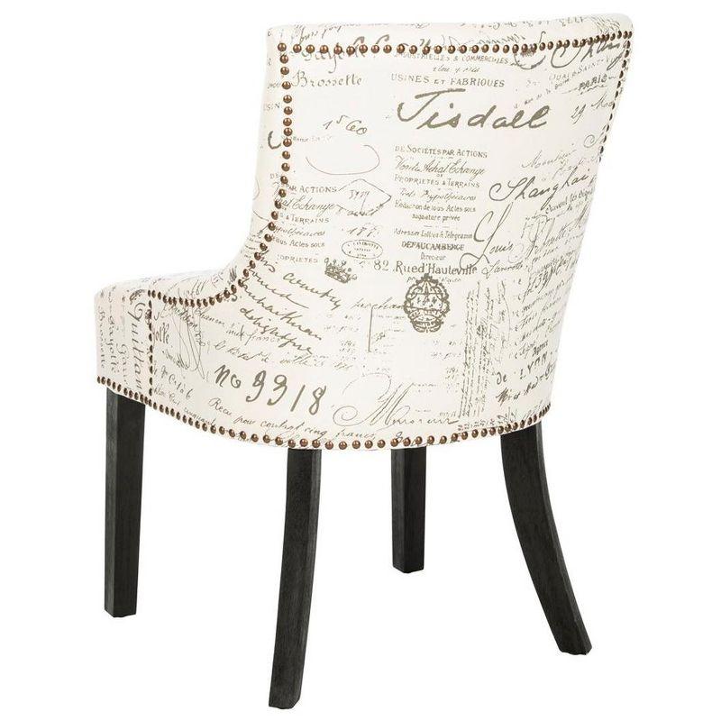 Lotus 19''H Side Chair (Set Of 2) with Brass Nail Heads - White/Grey - Safavieh