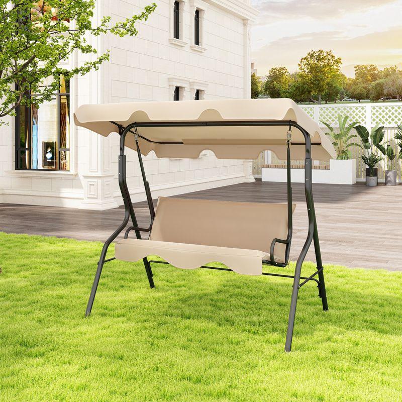 Arlmont & Co. Arlmont & Co. Patio 3 Seats Canopy Swing Glider Hammock Steel Frame Cushioned Backyard