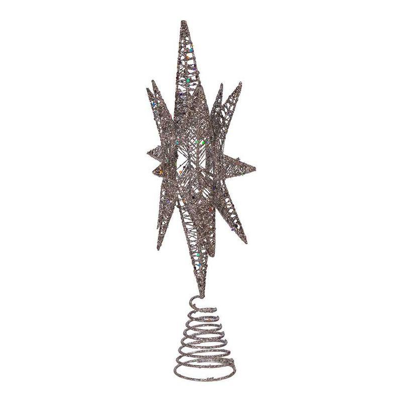 Kurt Adler 15.5-Inch Silver Glitter Wire 3D Star Treetop