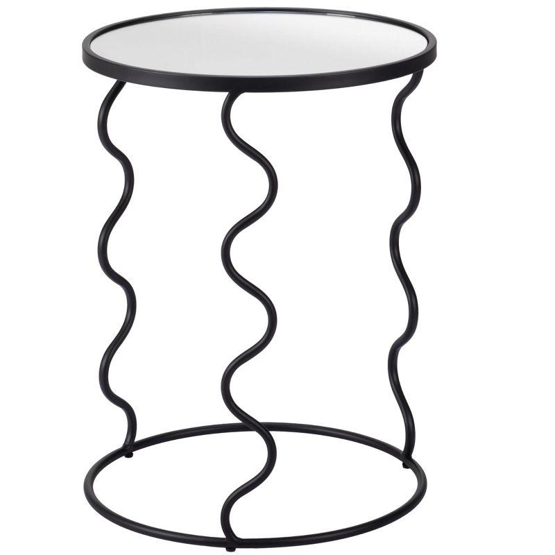 Bastia Black Round Glass and Metal Accent Table