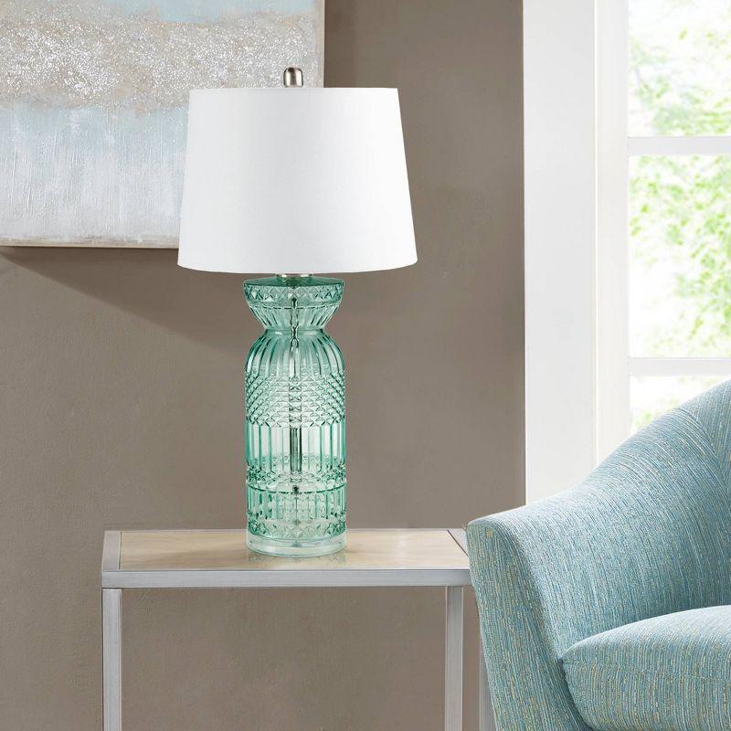 Hampton Hill 14"x28.25" Luxuria Textured Glass and Acrylic Base Warm Soft (Includes LED Light Bulb) Table Lamp