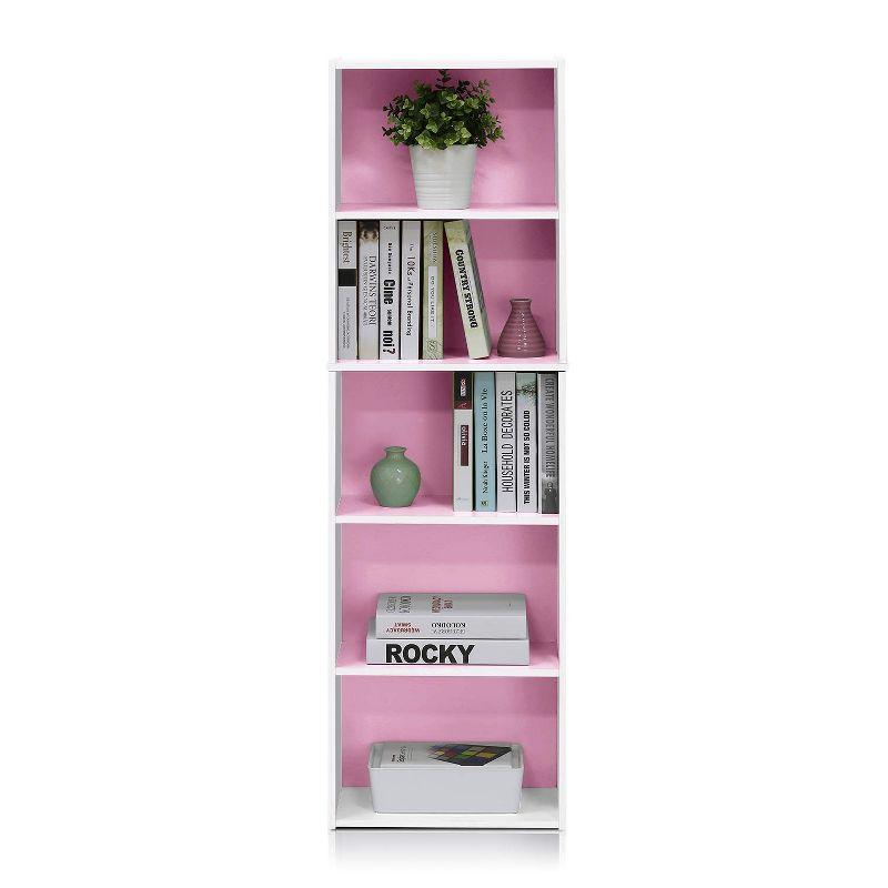 Furinno 5 Cube Reversible Storage Bookcase Open Shelf Organzier Horizontal Vertical,Pink