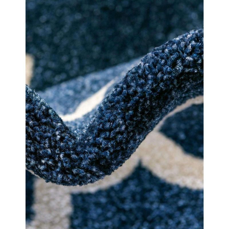 Unique Loom 4' 1 x 6' 1 Trellis Philadelphia Dark Blue Area Rug