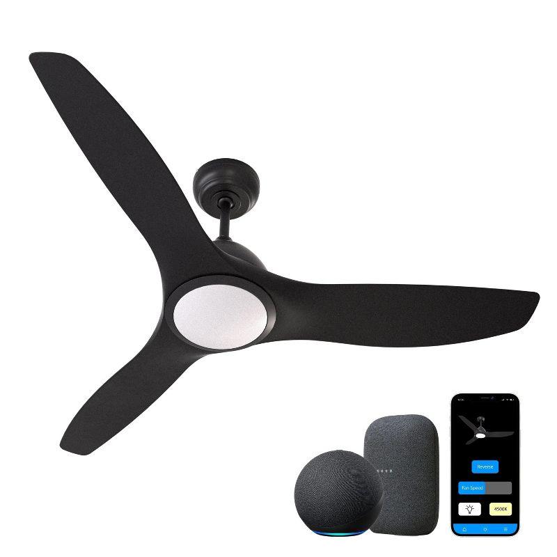 ONE Smart Modern All Season 52" Ceiling Fan with LED Light, Remote, Reversible and Compatible with Alexa/Google 6 Speeds and Light Kit included