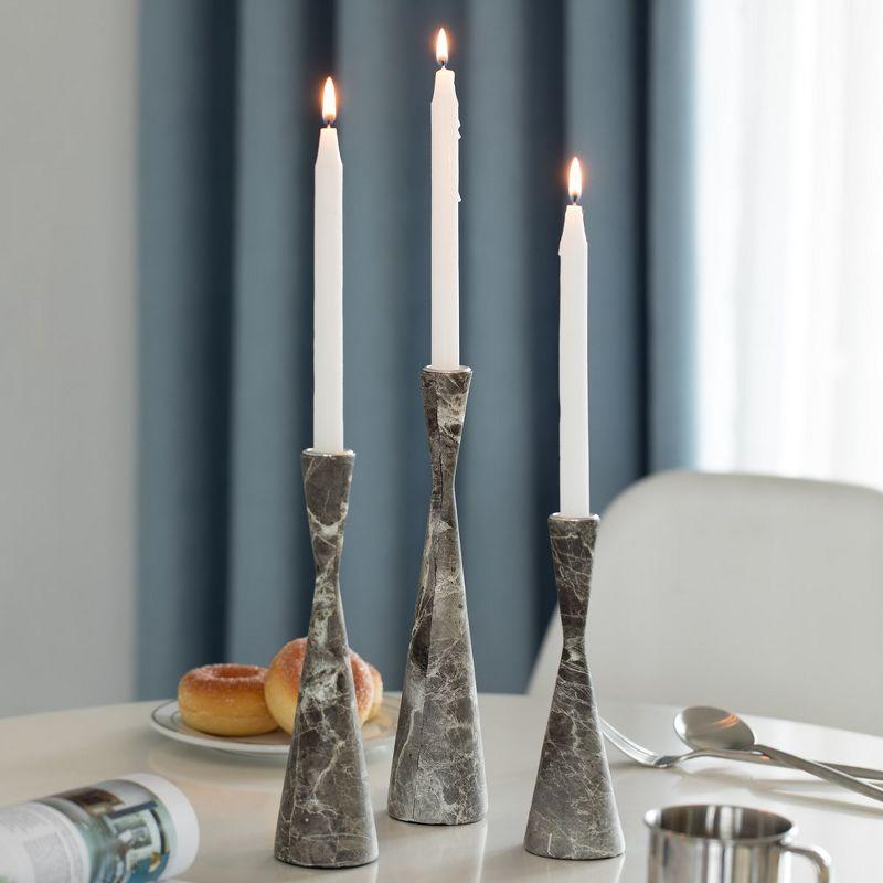 Gray Marble Resin Taper Candle Holders, Pack of 18