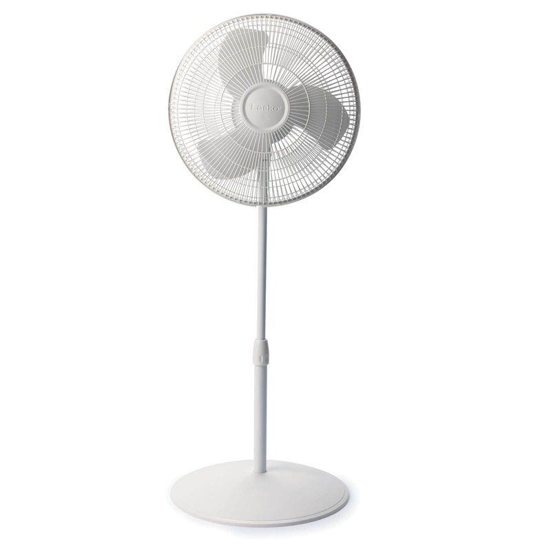 Lasko 16-Inch White Adjustable Oscillating Floor Fan