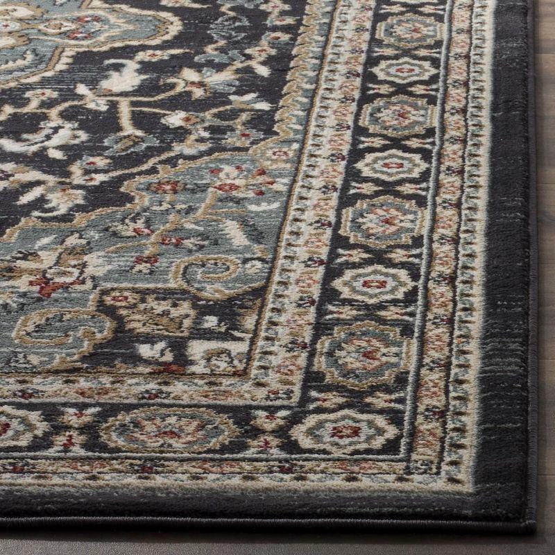 Anthracite & Teal Floral Elegance Synthetic 6' x 9' Area Rug