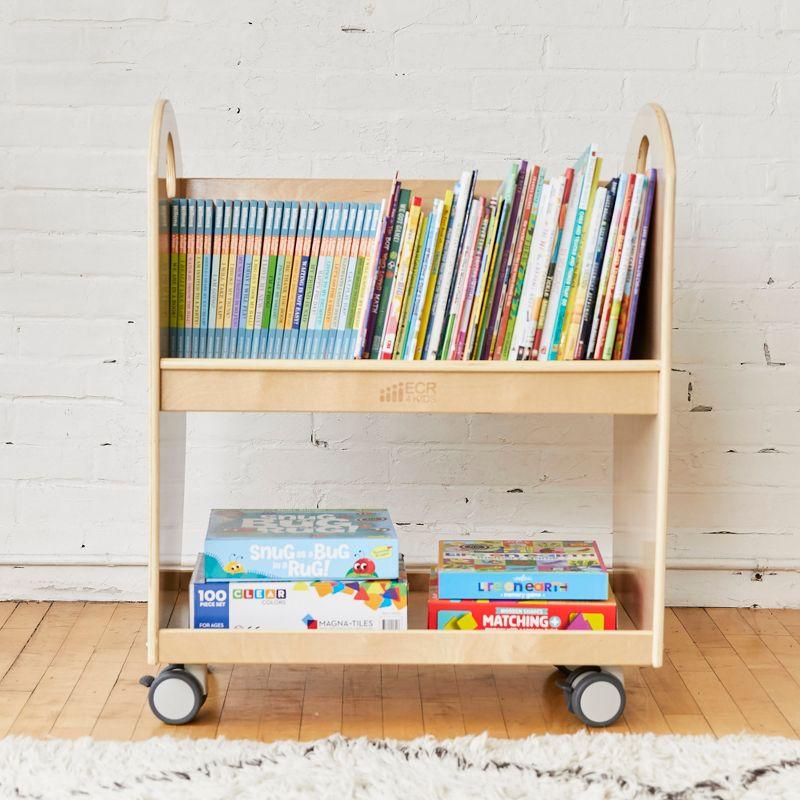 ECR4Kids Mobile Book Cart with Countdown Timer, Classroom Bookshelf