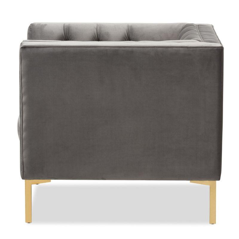 Zanetta Luxe And Glamour Velvet Upholstered Gold Finished Lounge Chair - Baxton Studio