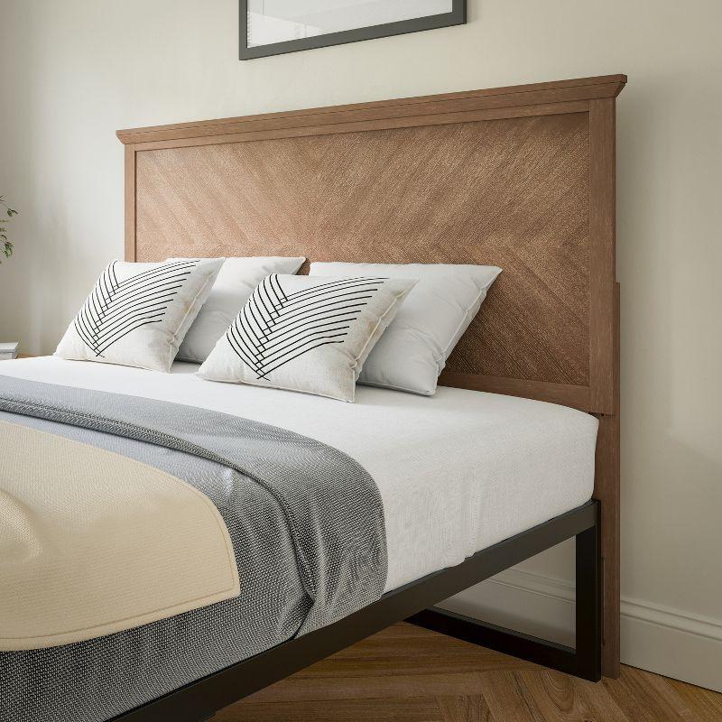 Fiona Light Brown Wood and Metal Queen Headboard