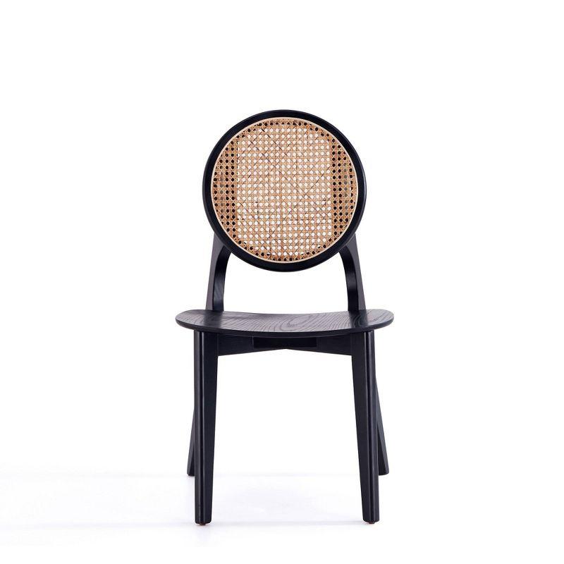 Set of 2 Versailles Round Dining Chairs Black/Natural - Manhattan Comfort: Mid-Century Modern, Ash Wood Frame, No Assembly Required