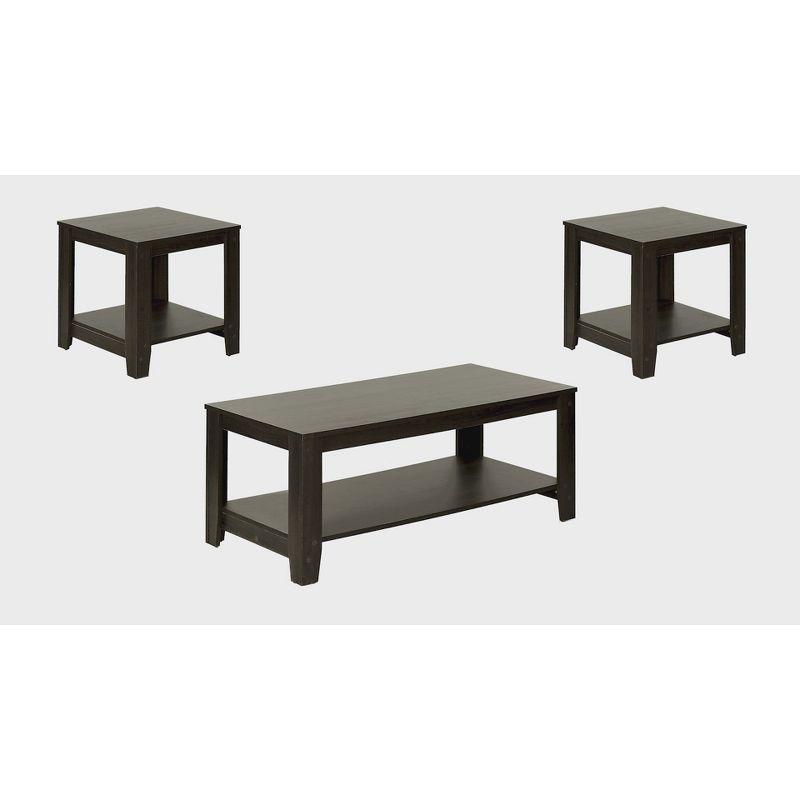 Monarch Specialties Table Set 3Pcs Set Coffee End Side Accent Living Room Laminate Brown Transitional