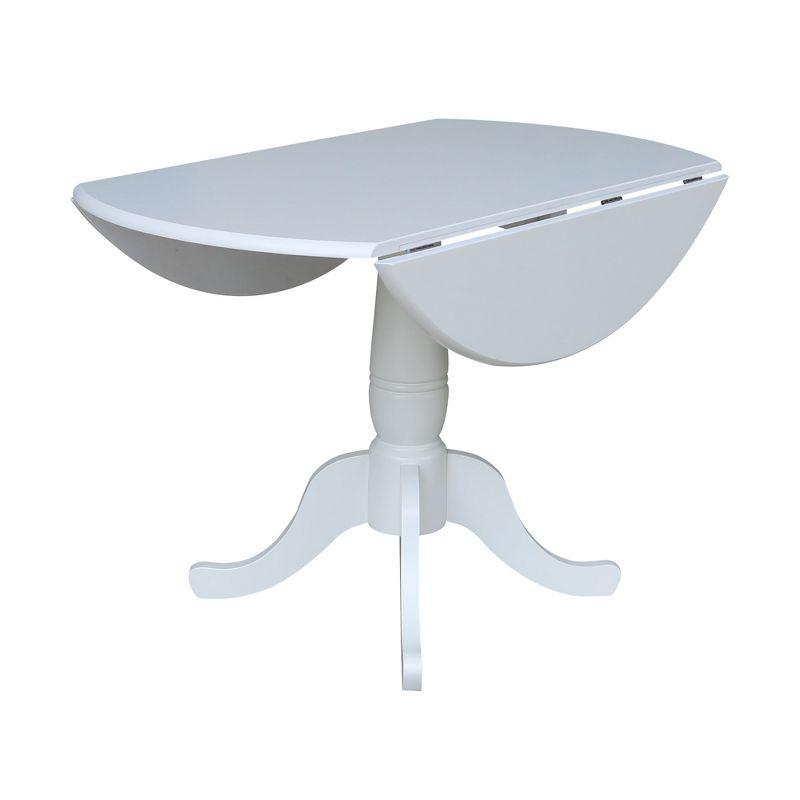 42" Patsy Round Top Dual Dining Table White - International Concepts: Drop Leaf, Seats 4