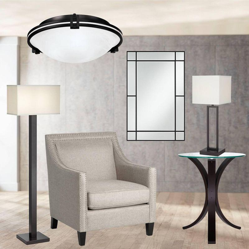 Possini Euro Design Modern Ceiling Light Flush Mount Fixture 16 3/4" Wide Oil Rubbed Bronze 3-Light Marbleized Glass Bowl for Bedroom Kitchen Hallway