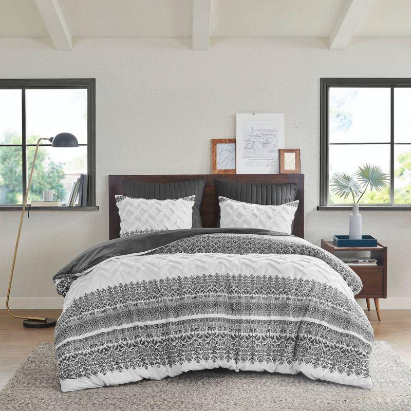INK+IVY Mila Cotton Duvet Cover Set with Chenille Tufting