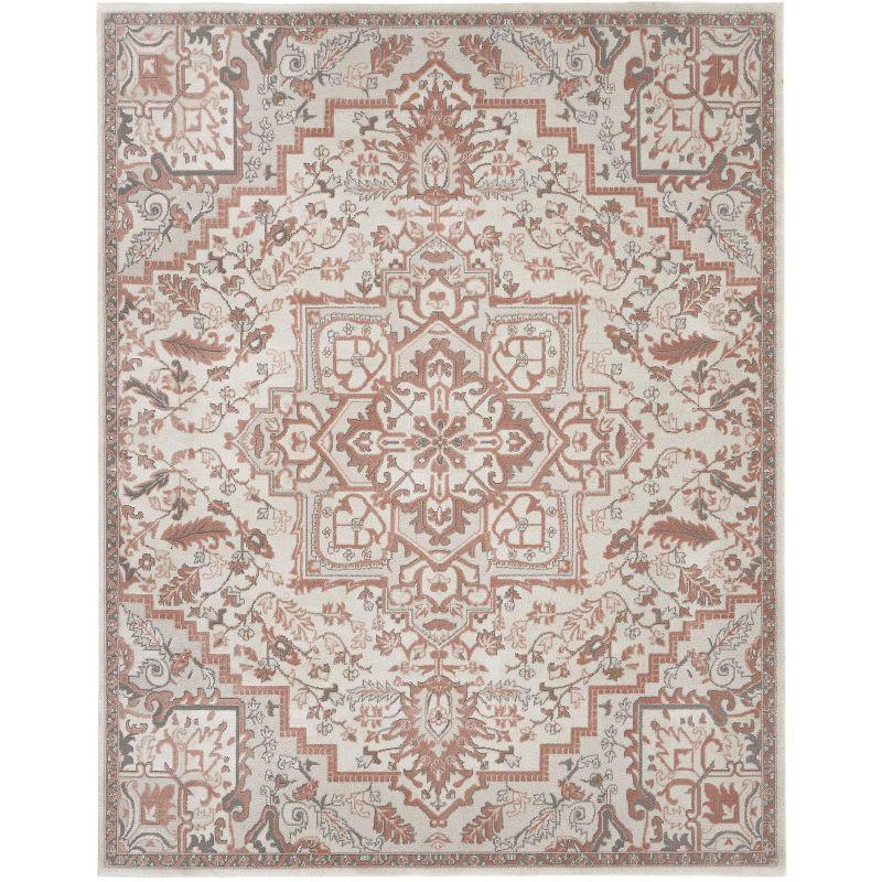 Nourison Elation Bohemian Medallion Indoor Rug Ivory Brick 7'10" x 9'10"