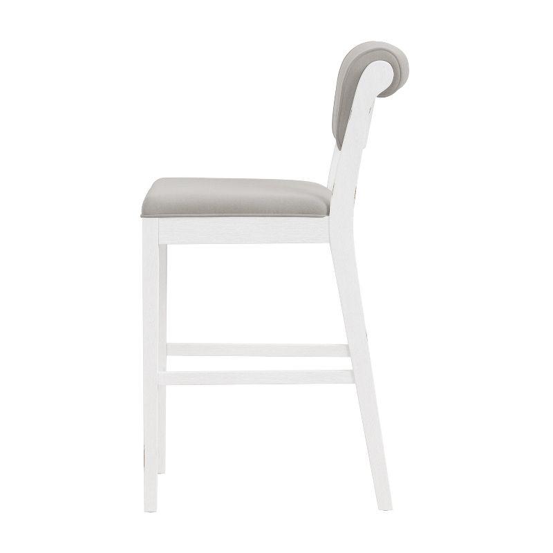 Clarion Wood and Upholstered Panel Back Barstool Sea White - Hillsdale Furniture: Matte Finish, Polyester Upholstery, Rubberwood Legs