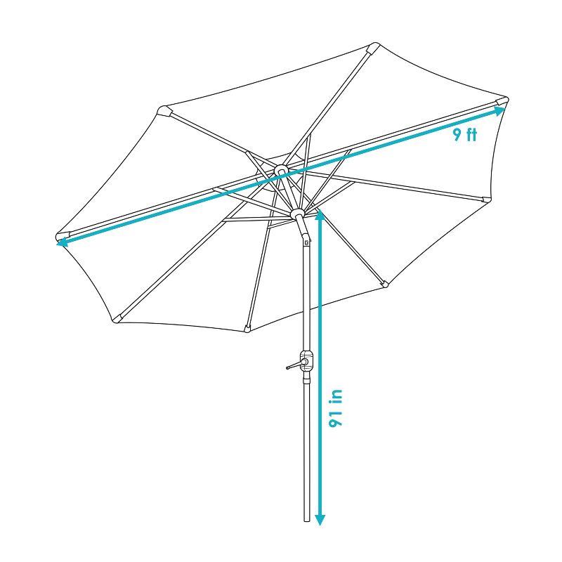 Sunnydaze Outdoor Aluminum Patio Umbrella, Tilt, and Crank - 9' - Awning Stripe