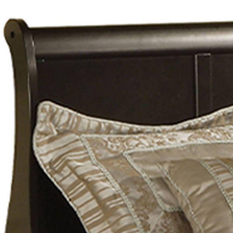 85" Full Bed Louis Philippe Bed Black - Acme Furniture: Linen Upholstery, Wood Frame, Finials Design