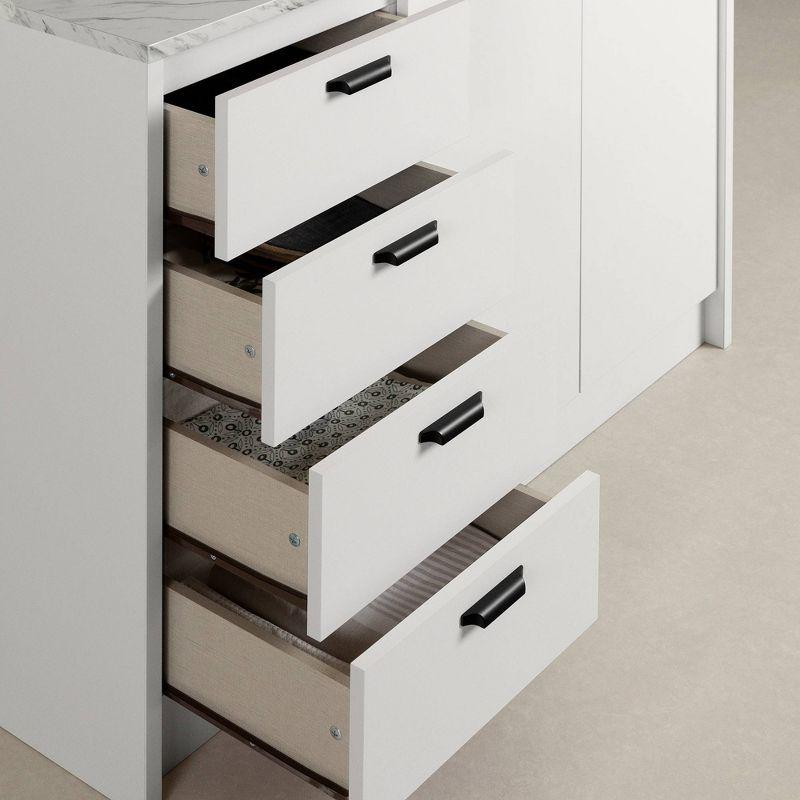 South Shore Amaro Kitchen Island: Storage, 4 Drawers, 2 Doors, Laminate Surface