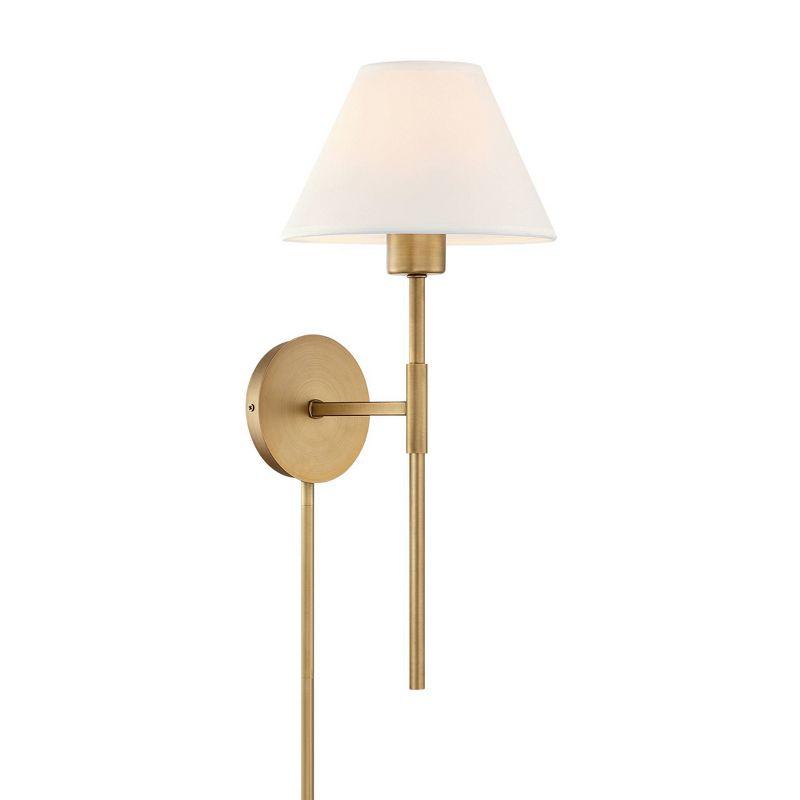 Millie Plugin Wall Sconce Light Fixture Cotton Shade/Brass - Nathan James