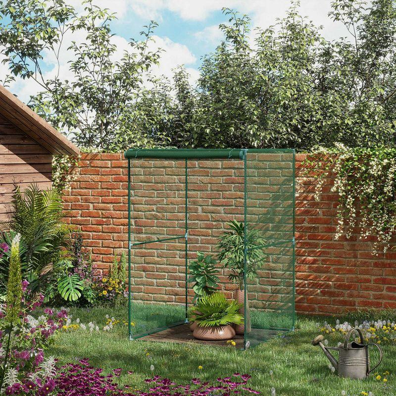 Outsunny Crop Cages for Garden, Plant Protectors from Animals, with Zippered Door, Storage Bag and 6 Ground Stakes