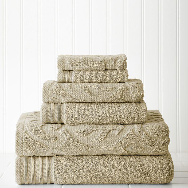 Modern Threads Modern Threads Jacquard 6-Piece, 2 Bath Towels, 2 Hand Towels, 2 Washcloths, Solid Ultra Soft 550GSM 100% Combed Cotton Towel Set