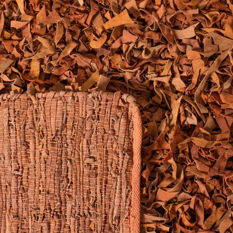 Leather Shag Handwoven 80% Rag Leather And 20% Cotton Solid Color Rug
