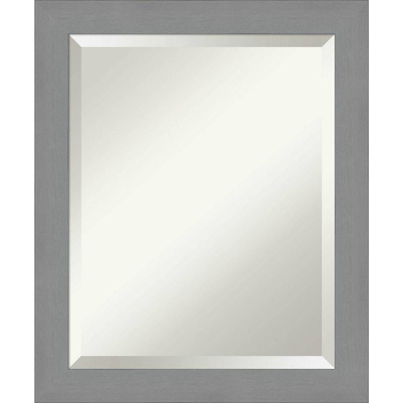 20" x 24" Brushed Nickel Framed Bathroom Vanity Wall Mirror - Amanti Art: Modern Rectangle, No Assembly Required
