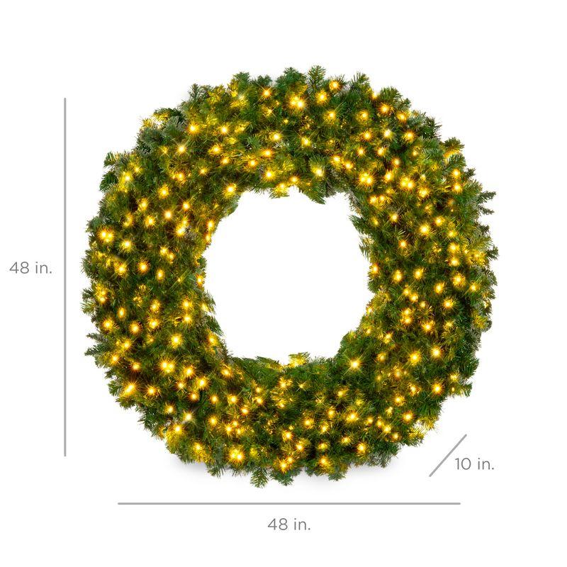 Best Choice Products Artificial Pre-Lit Fir Christmas Wreath Decoration w/ LED Lights, Power Plug-In