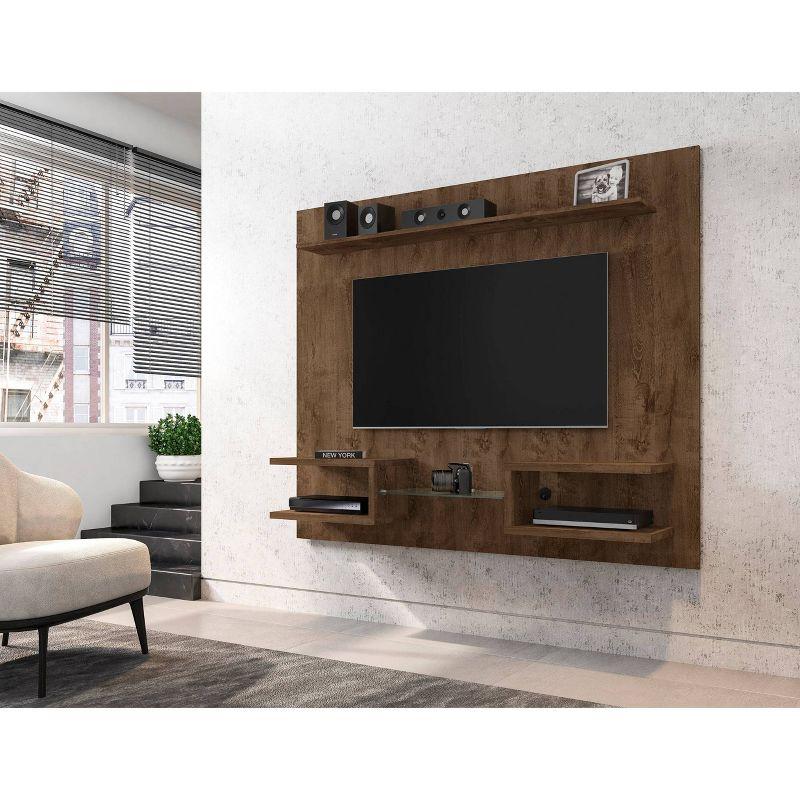 Plaza 64" Rustic Brown Wood & Glass Floating Entertainment Center