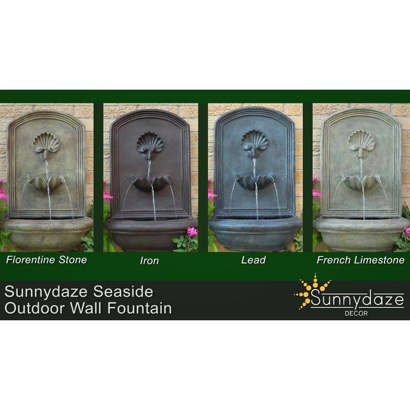 Sunnydaze 27"H Electric Polystone Seaside Outdoor Wall-Mount Water Fountain