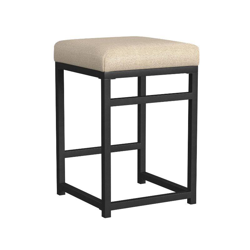 24" Open Back Metal Counter Height Barstool Light Tan - HomePop: Upholstered Rectangle Seat, Industrial Style